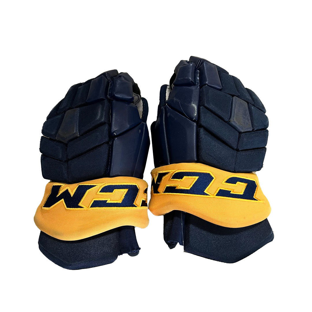 CCM HG42 - Gants de hockey Pro Stock d'occasion (bleu marine/jaune)